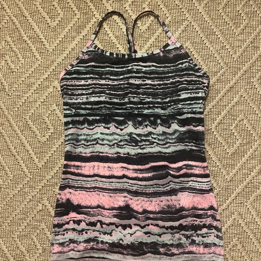 Ivivva Girls Pink and Black Striped Tank Top